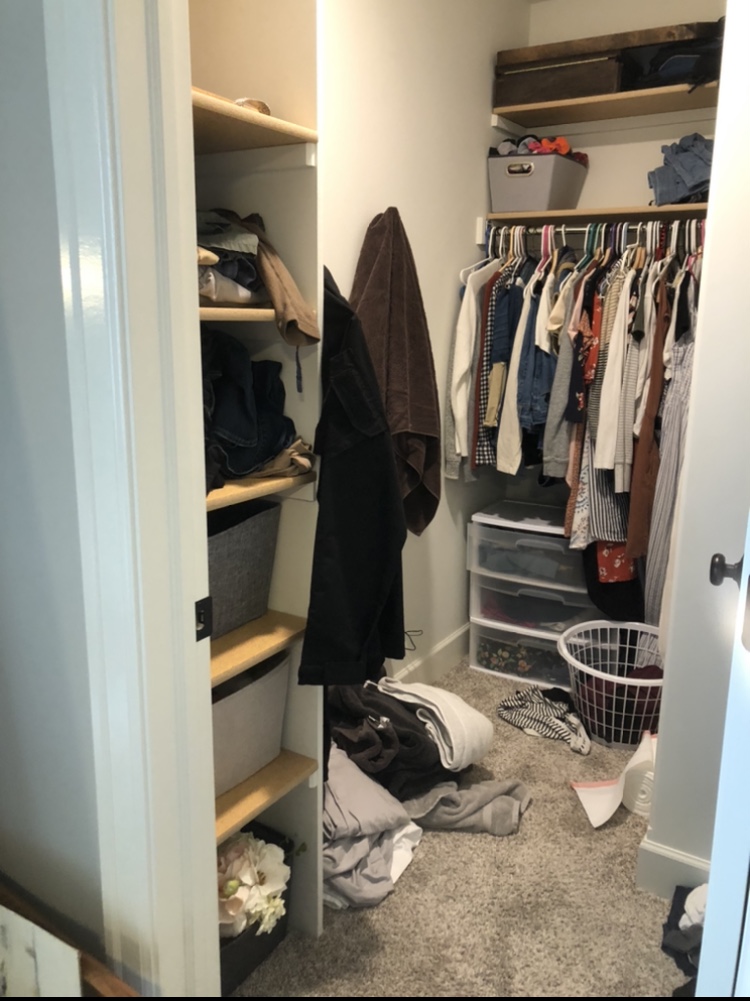 unorganized closet space